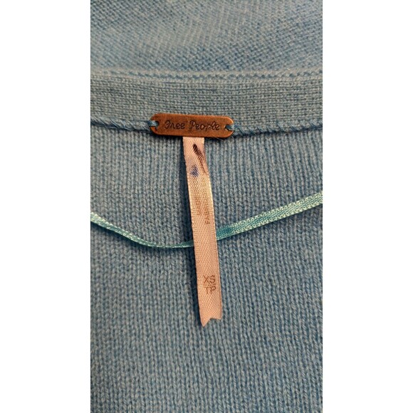 NEW~Women's Free People Harmony Cashmere V-Neck Sweater in Blue "Grecian Sea" XS - Picture 12 of 14